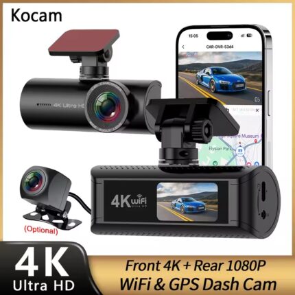 Kocam 4K WIFI GPS Dual Dash Cam Front and Rear for Cars Camera Car DVRs Recorder Video Registrator Dashcam Camcorder Black Box