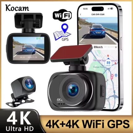 Kocam 4K Dashcam Car Dvr Dual 4K Dash Cam Support 4K Rear Camera WIFI GPS Night Vision 24H Parking monitoring Black Box