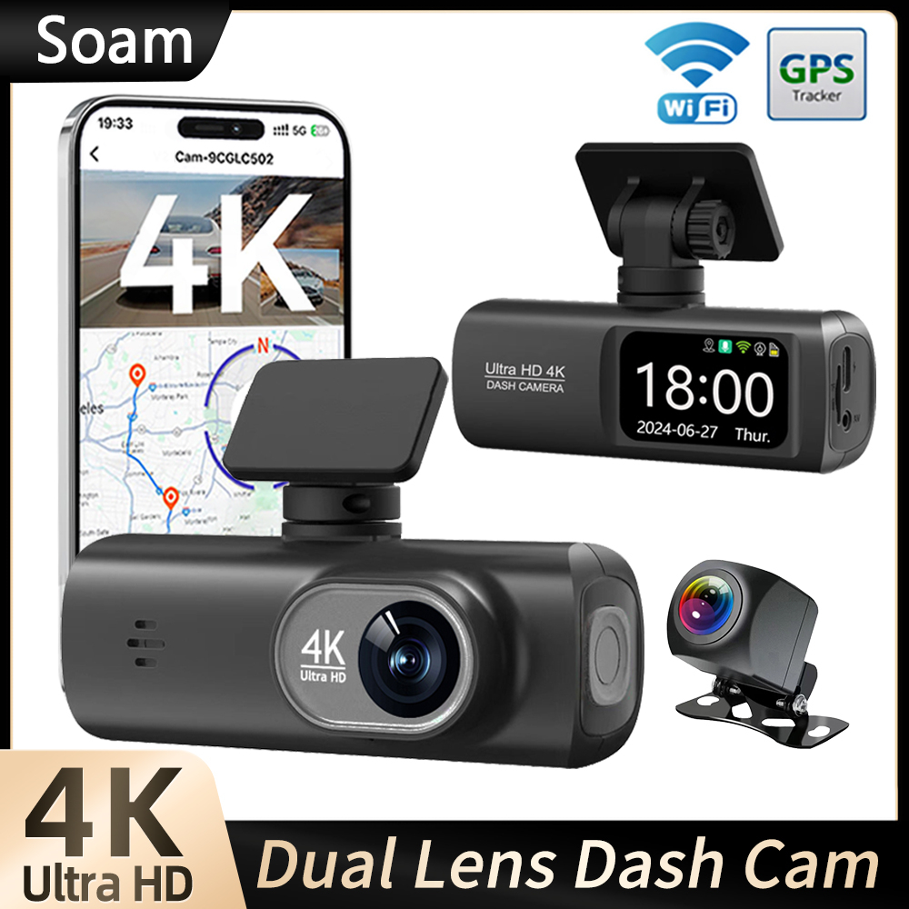 Dash Cam 4K UHD for Car Camera Front Rear Dual Lens With GPS WiFi 24h Parking Mode Night Vision Car DVR Video Registrator