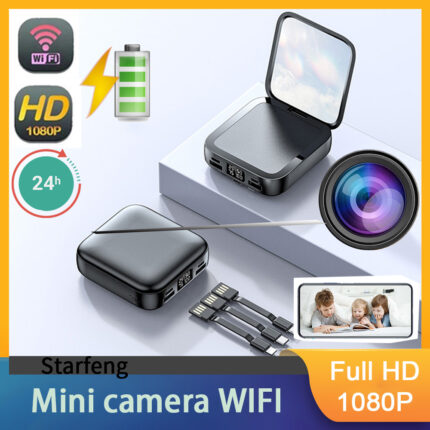 Mobile power bank mini camera, 1080P high-definition battery camera, large capacity night vision recording and 24-hour WIFI camera